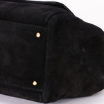 Chanel Accordion Flap Shoulder Bag Black Suede AGHW