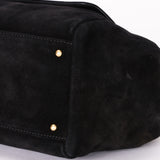 Chanel Accordion Flap Shoulder Bag Black Suede AGHW
