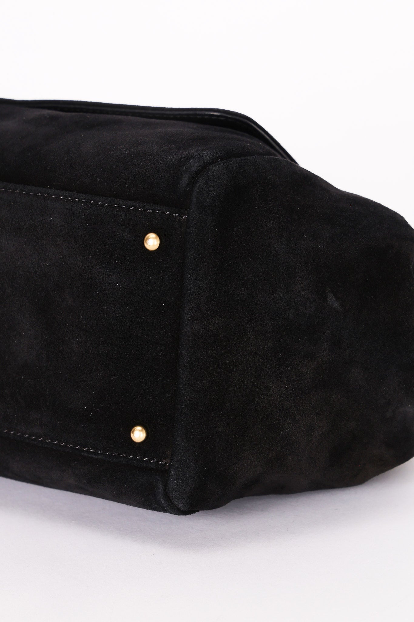 Chanel Accordion Flap Shoulder Bag Black Suede AGHW