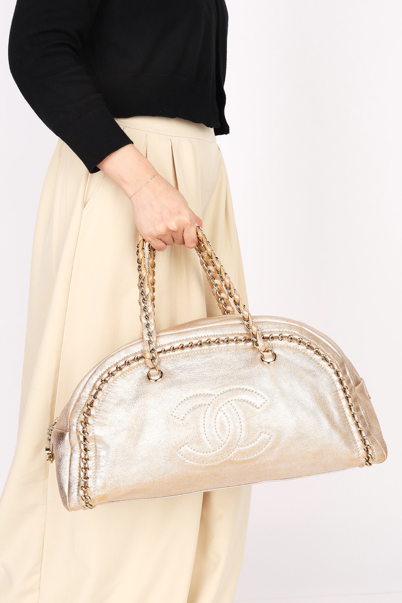 Chanel Luxe Ligne Bowler Bag Gold Metallic Calfskin GHW