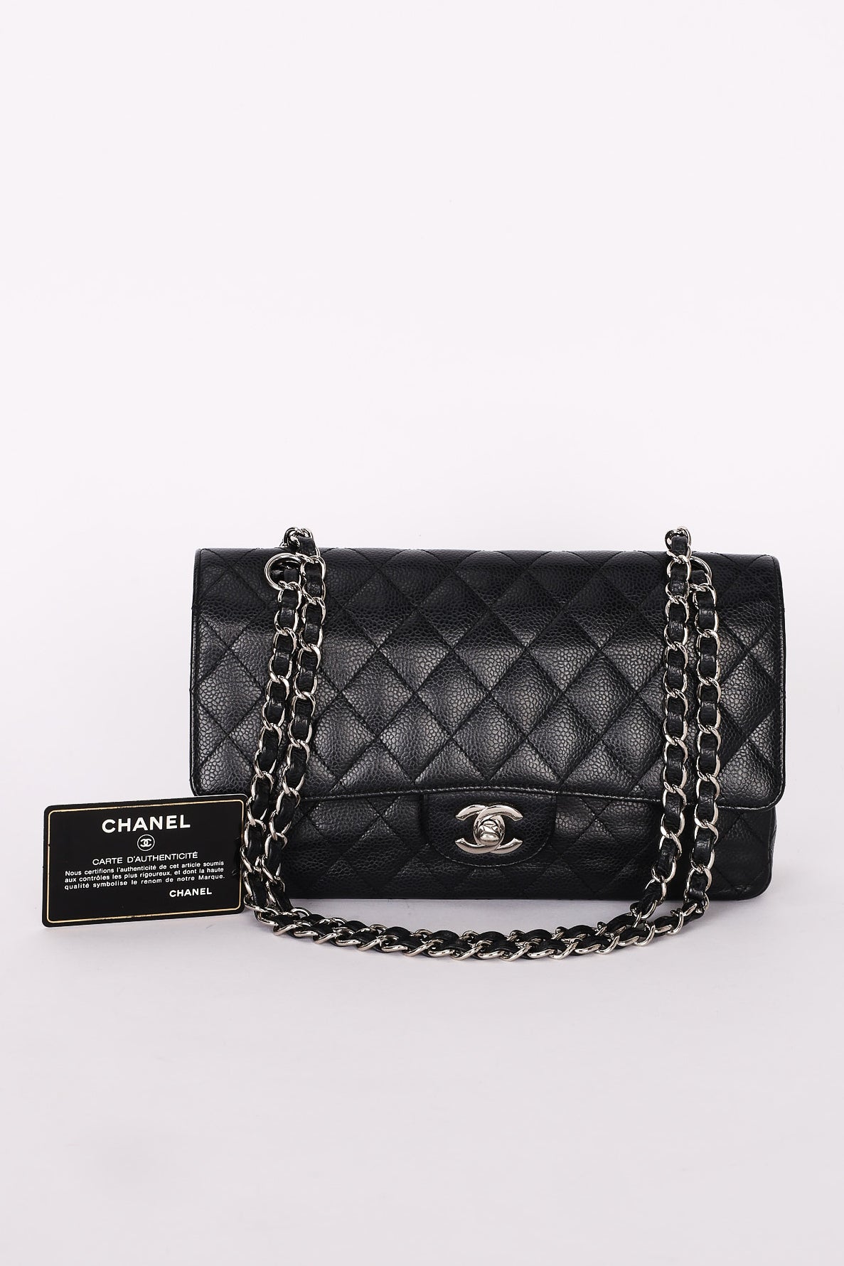 Chanel Medium Classic Double Flap Black Caviar SHW