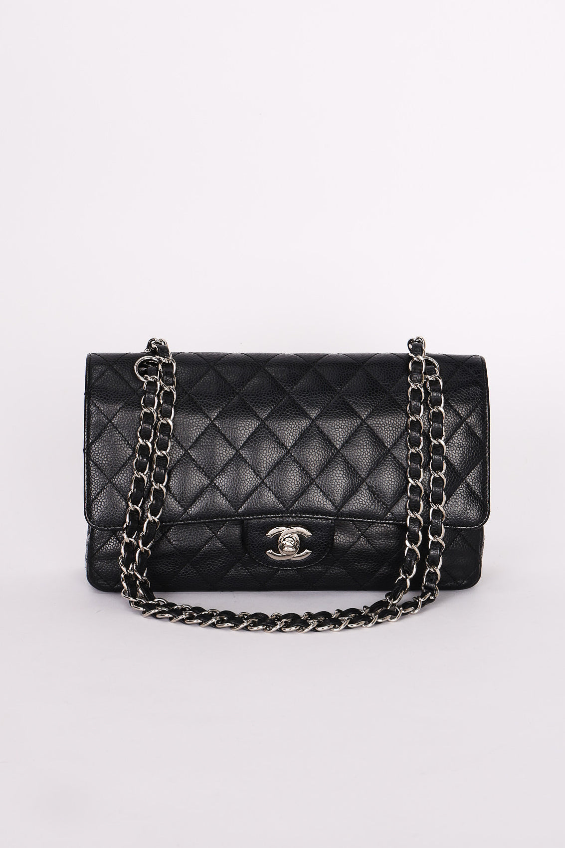 Chanel Medium Classic Double Flap Black Caviar SHW