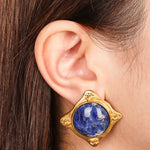 Chanel 1995 Blue Stone Clip-On Earrings 24K GP