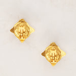 Chanel 1995 Blue Stone Clip-On Earrings 24K GP