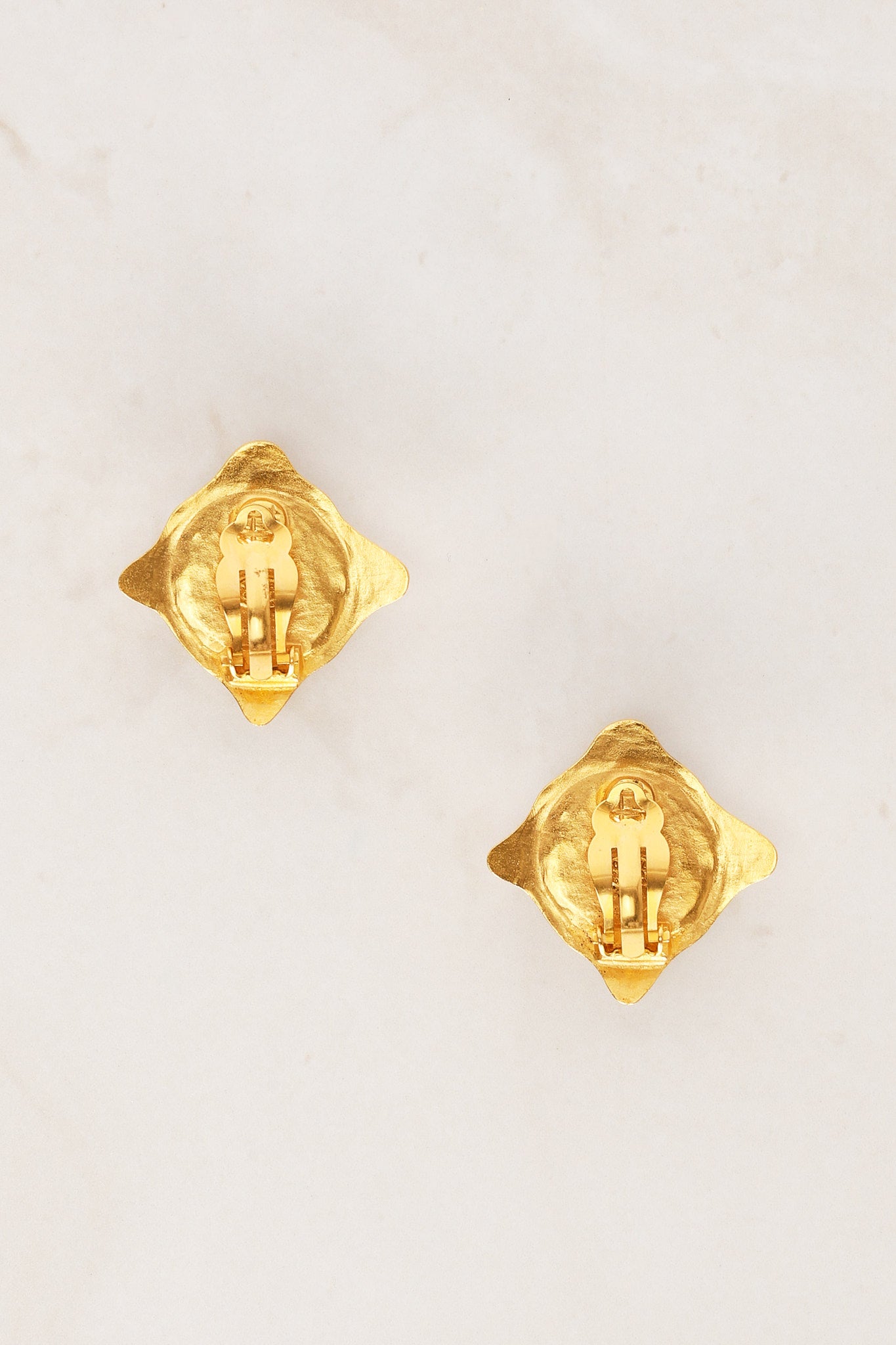 Chanel 1995 Blue Stone Clip-On Earrings 24K GP
