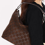 Gucci Monogram Suede Shoulder Bag