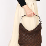 Gucci Monogram Suede Shoulder Bag