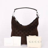 Gucci Monogram Suede Shoulder Bag