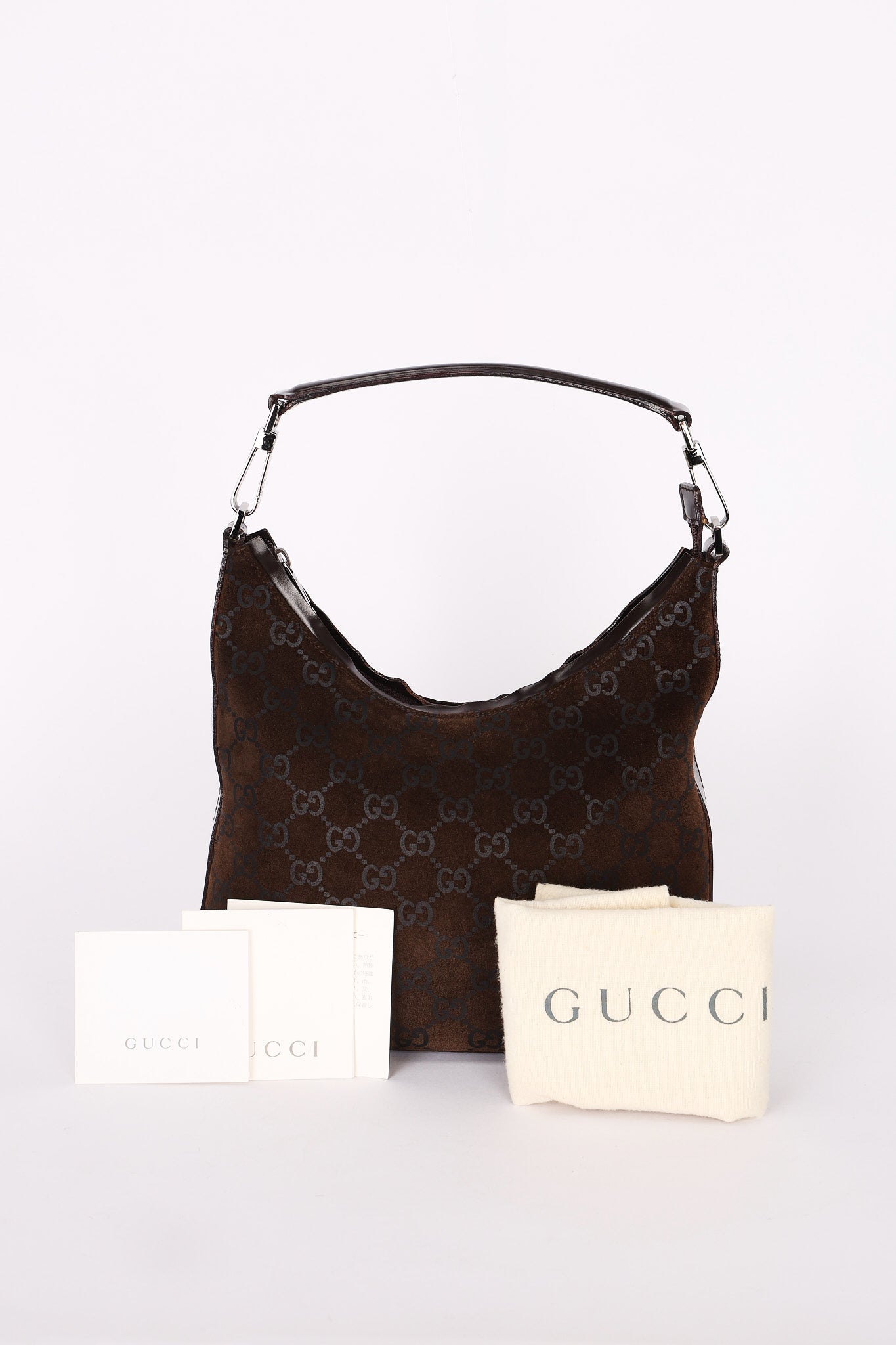 Gucci Monogram Suede Shoulder Bag