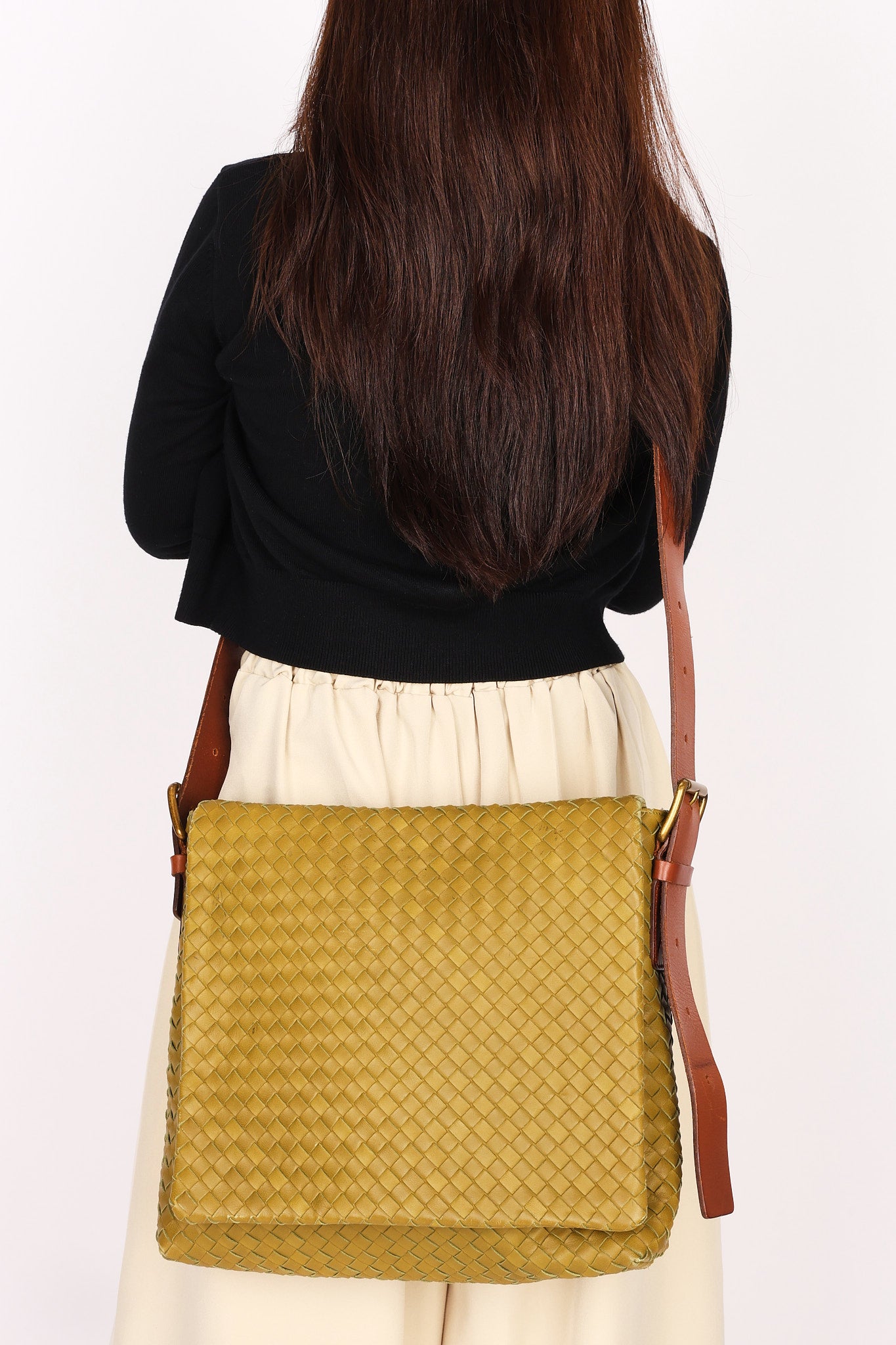 Bottega Veneta Intrecciato Messenger Bag Green