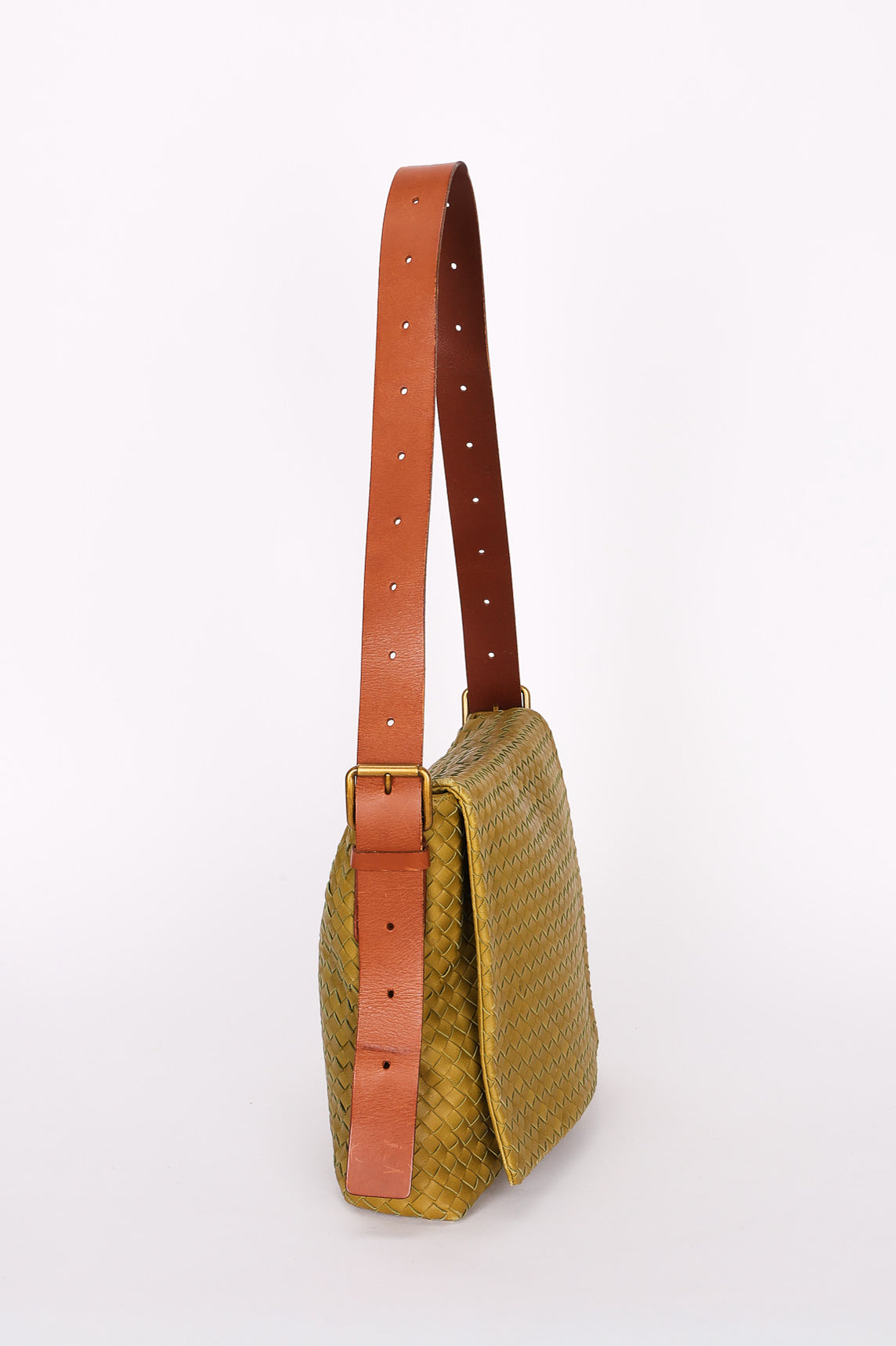 Bottega Veneta Intrecciato Messenger Bag Green