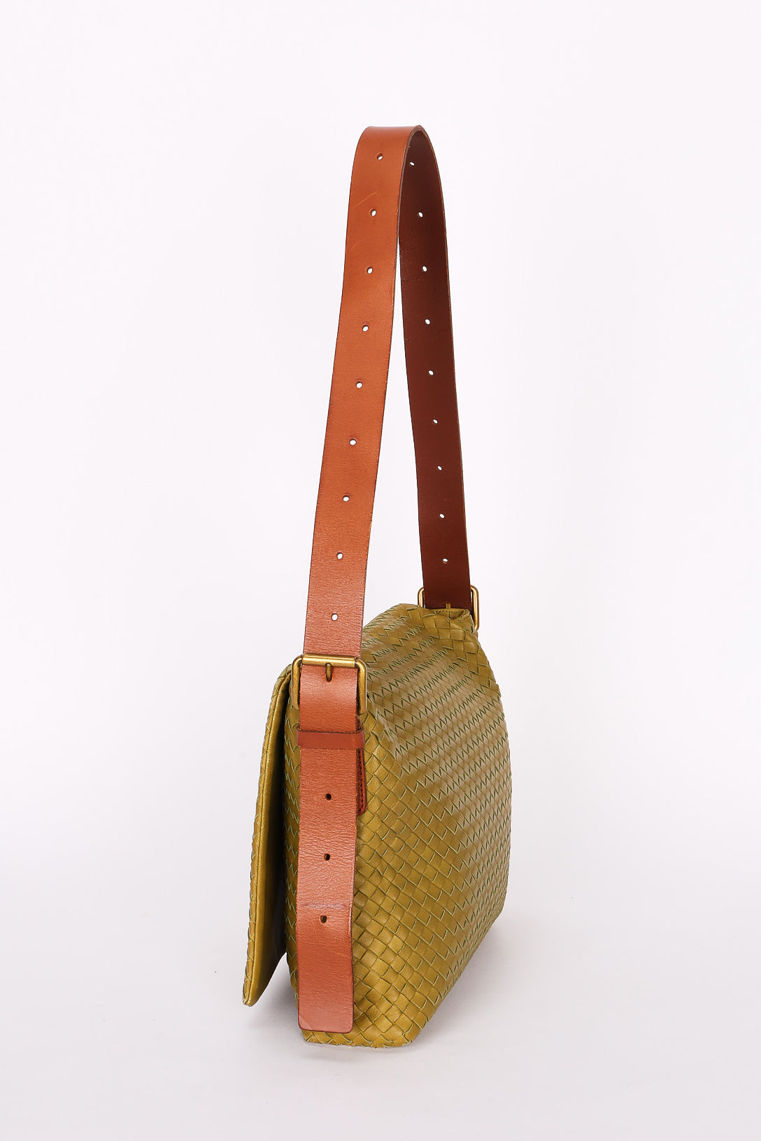 Bottega Veneta Intrecciato Messenger Bag Green