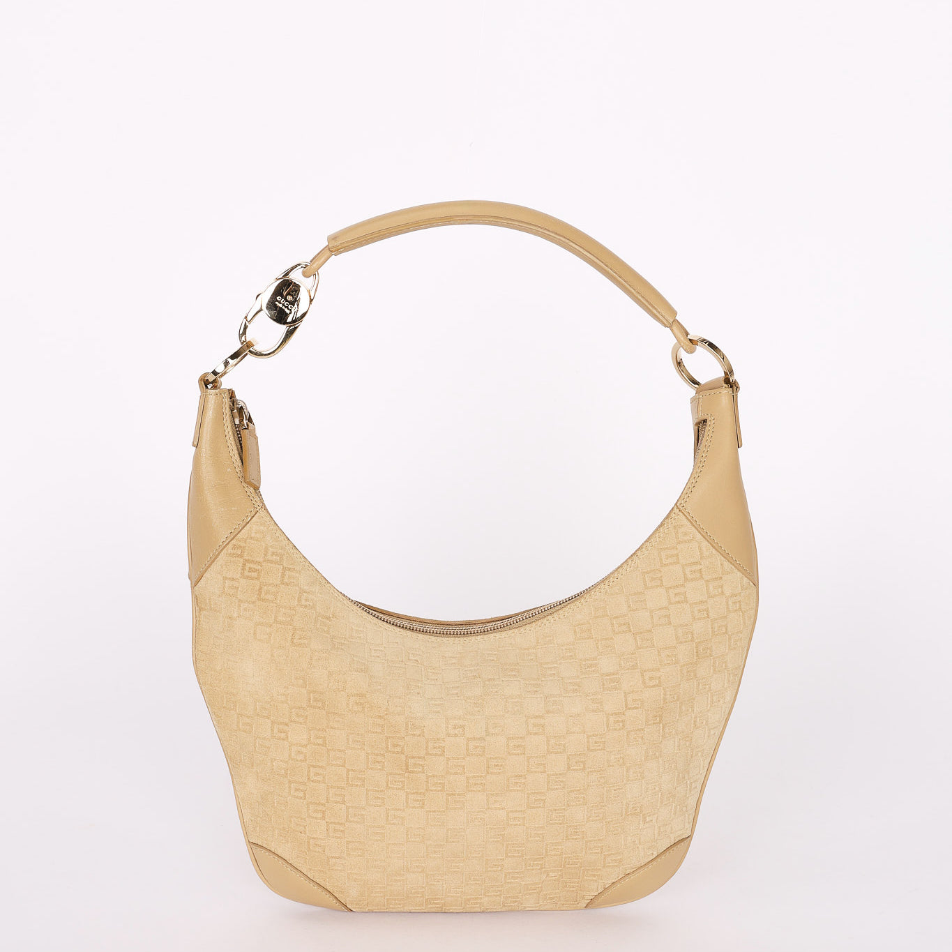 Gucci G Monogram Suede Shoulder Bag
