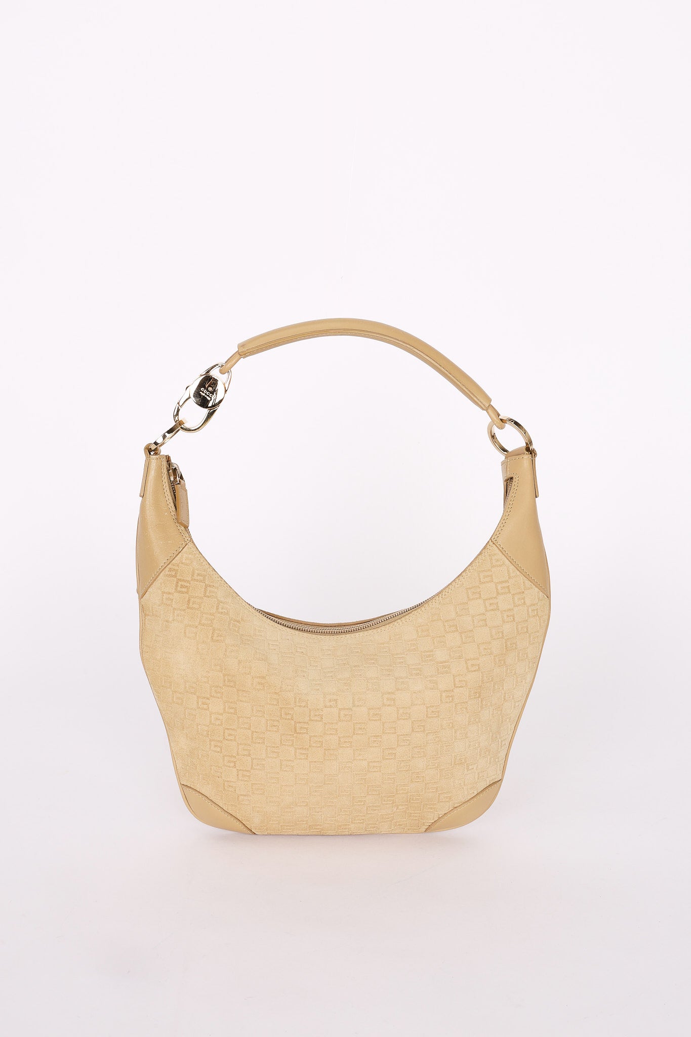 Gucci G Monogram Suede Shoulder Bag