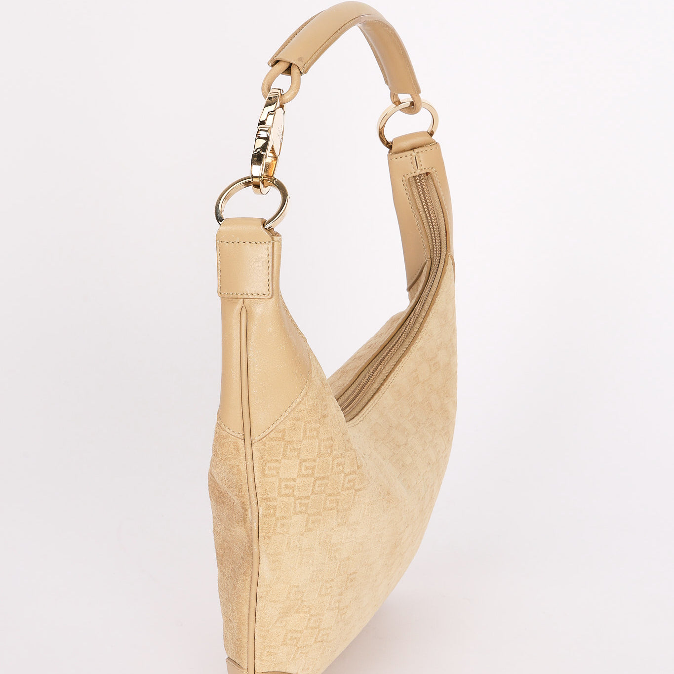 Gucci G Monogram Suede Shoulder Bag