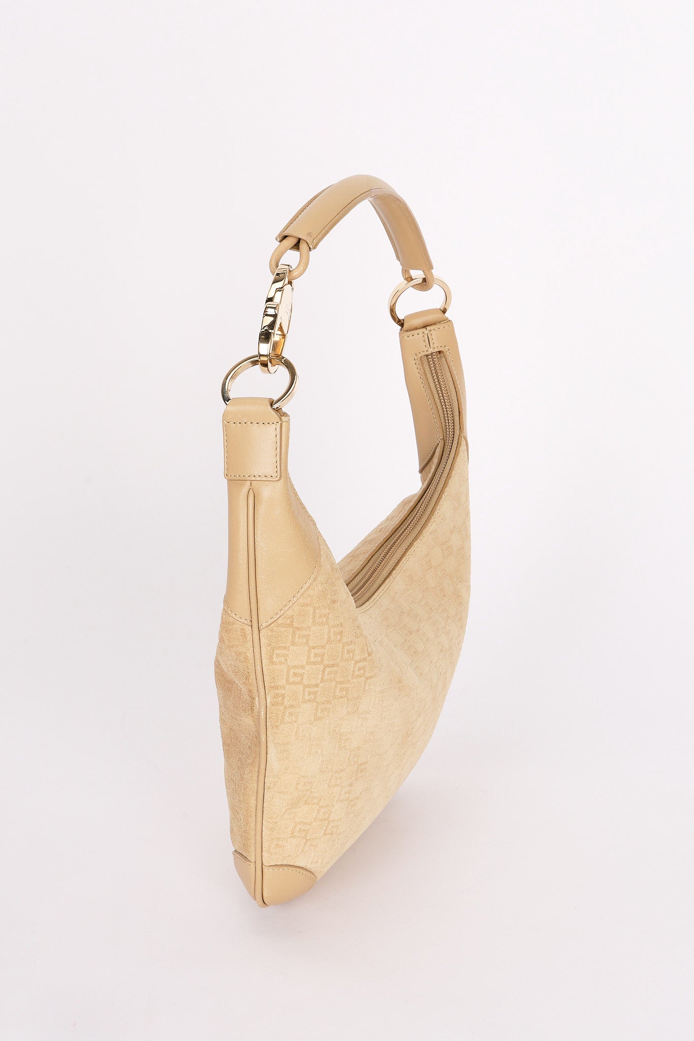 Gucci G Monogram Suede Shoulder Bag