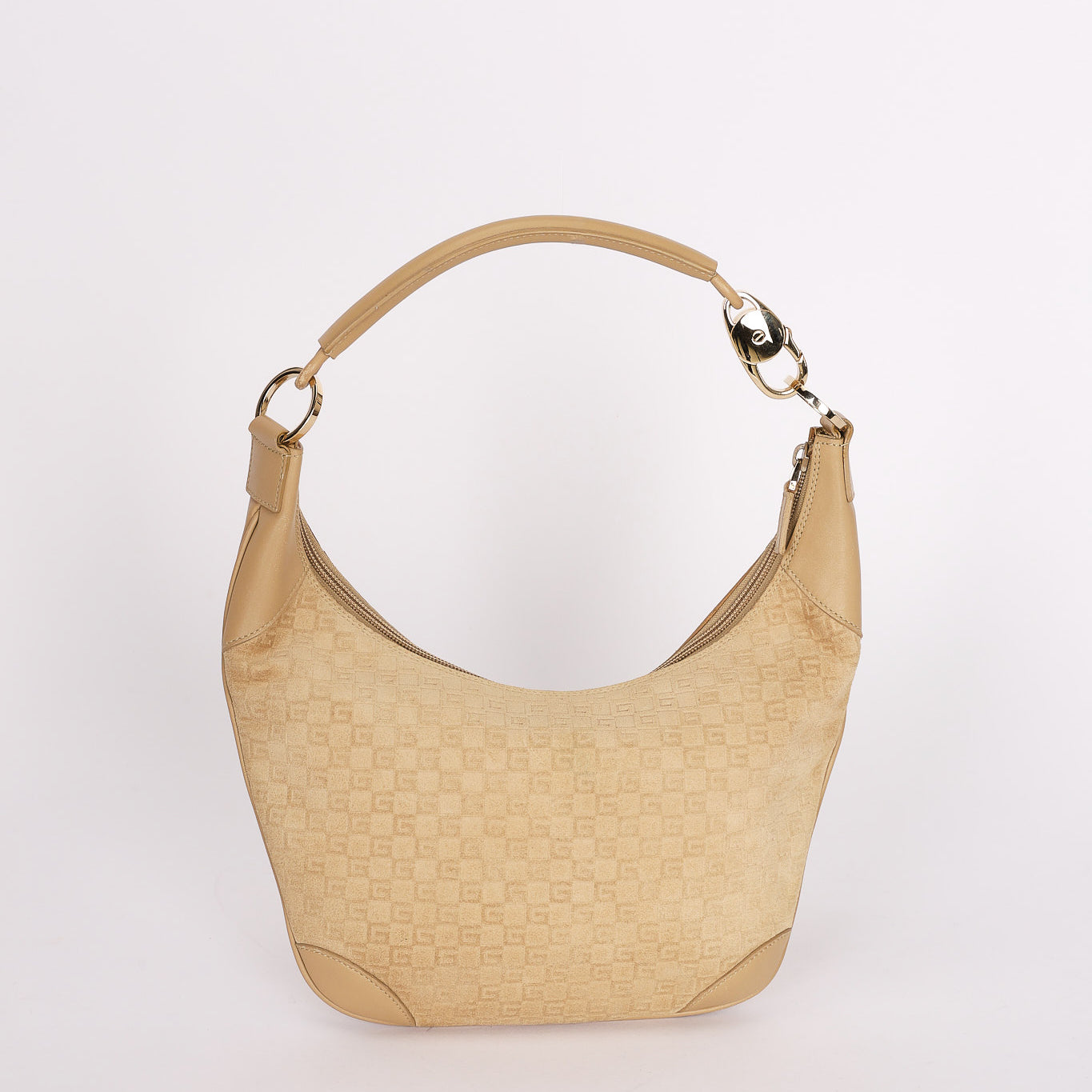 Gucci G Monogram Suede Shoulder Bag