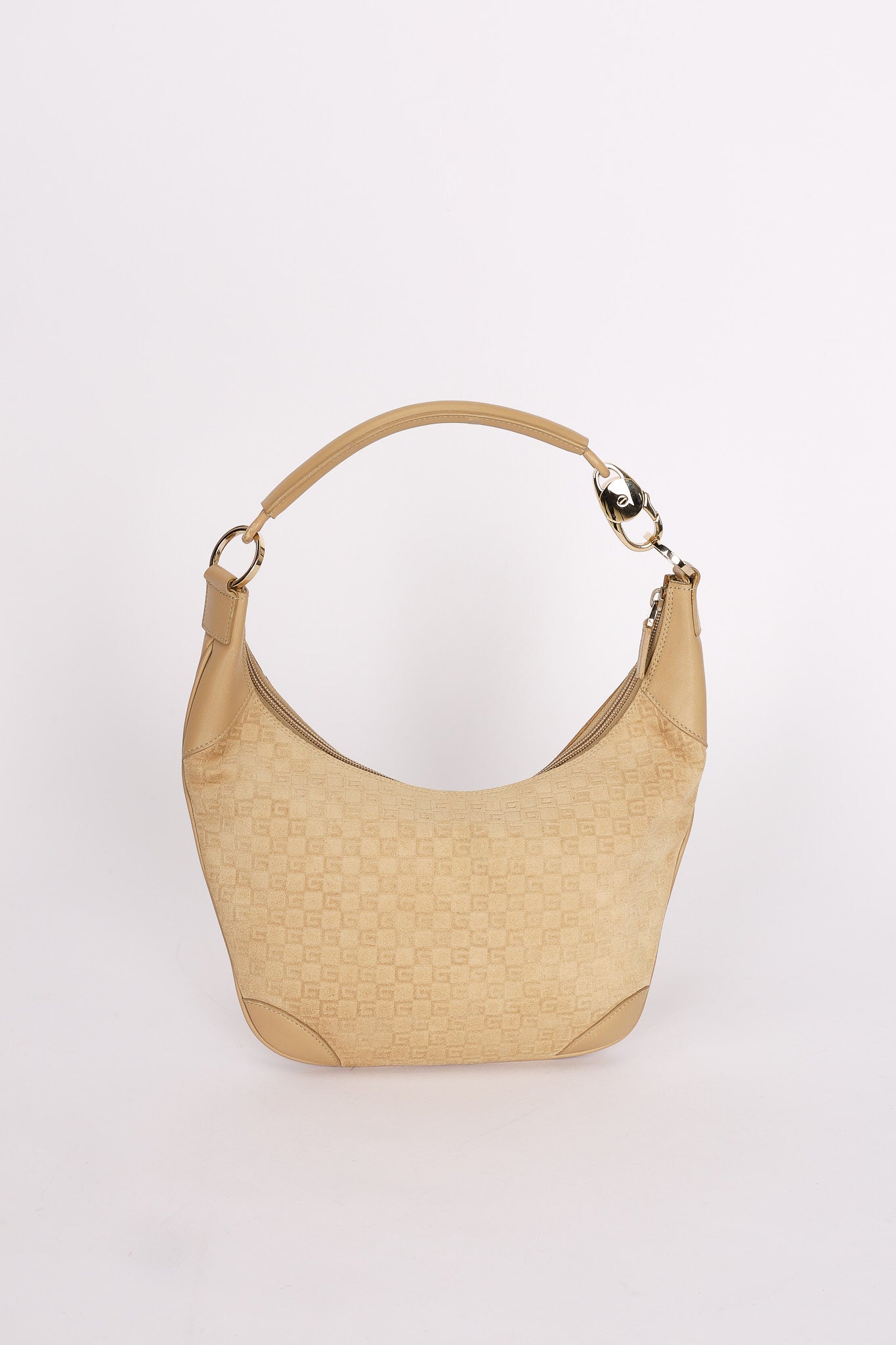 Gucci G Monogram Suede Shoulder Bag