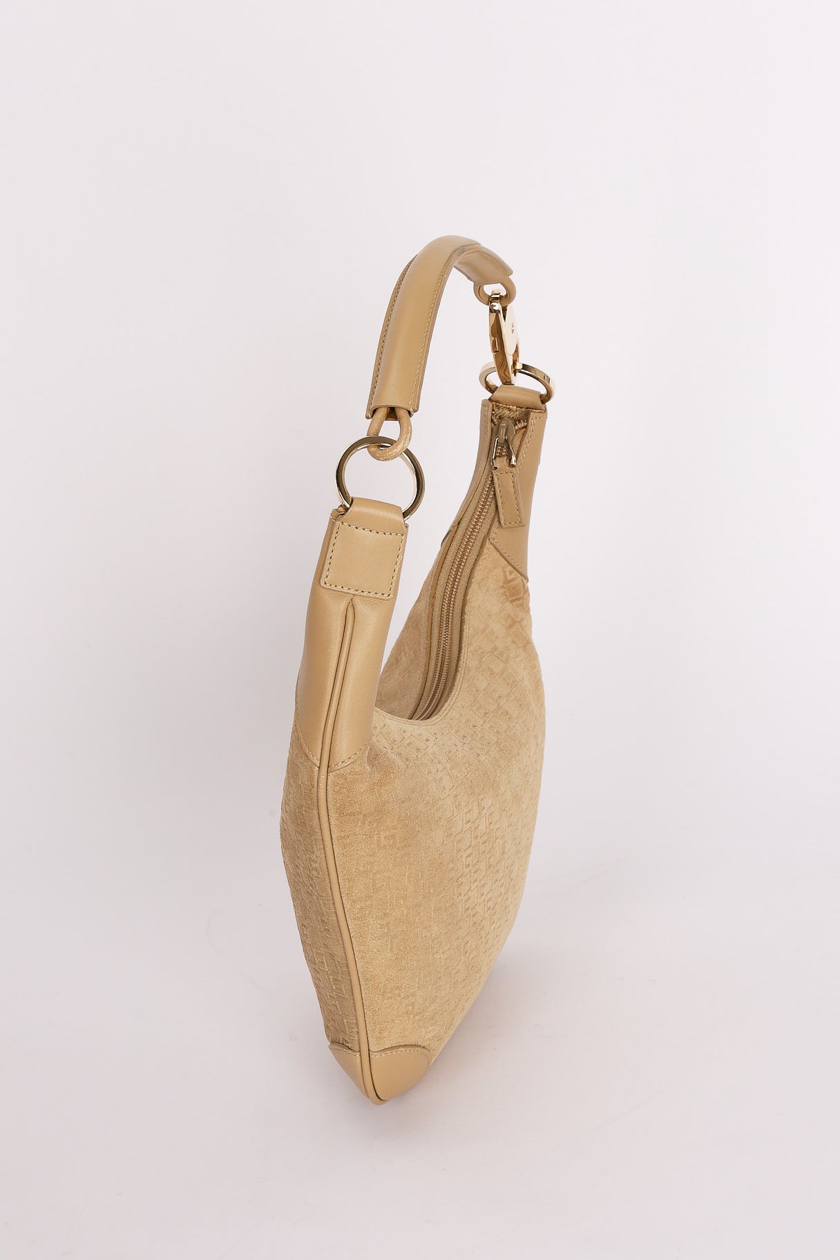 Gucci G Monogram Suede Shoulder Bag