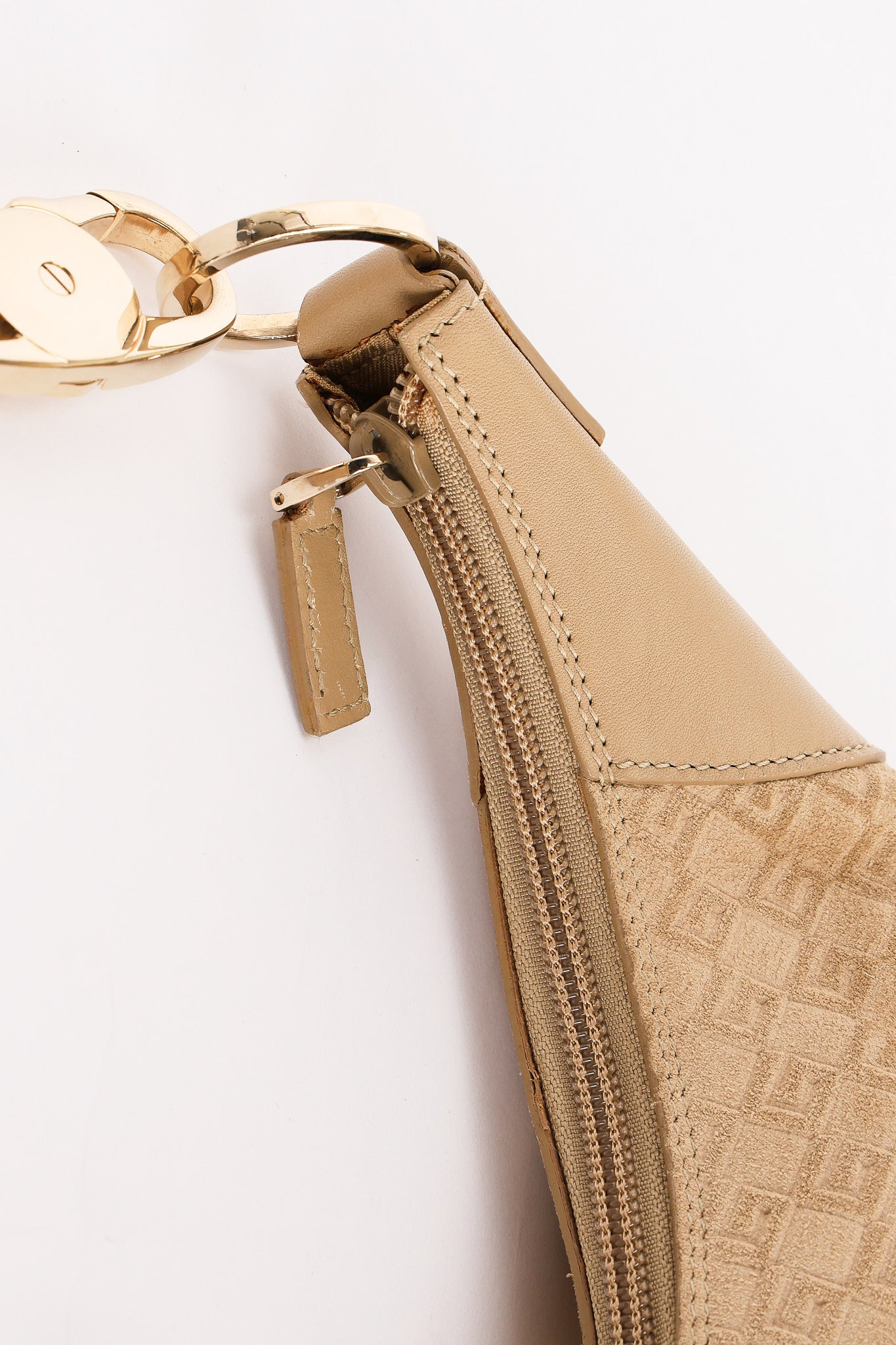 Gucci G Monogram Suede Shoulder Bag