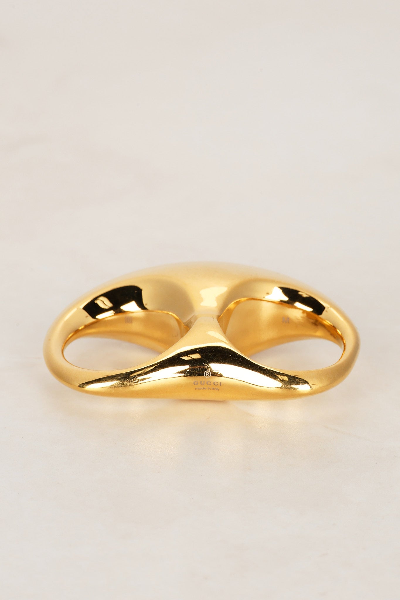 Gucci Duo Signet Script Statement Ring, Sizes 7 and 8