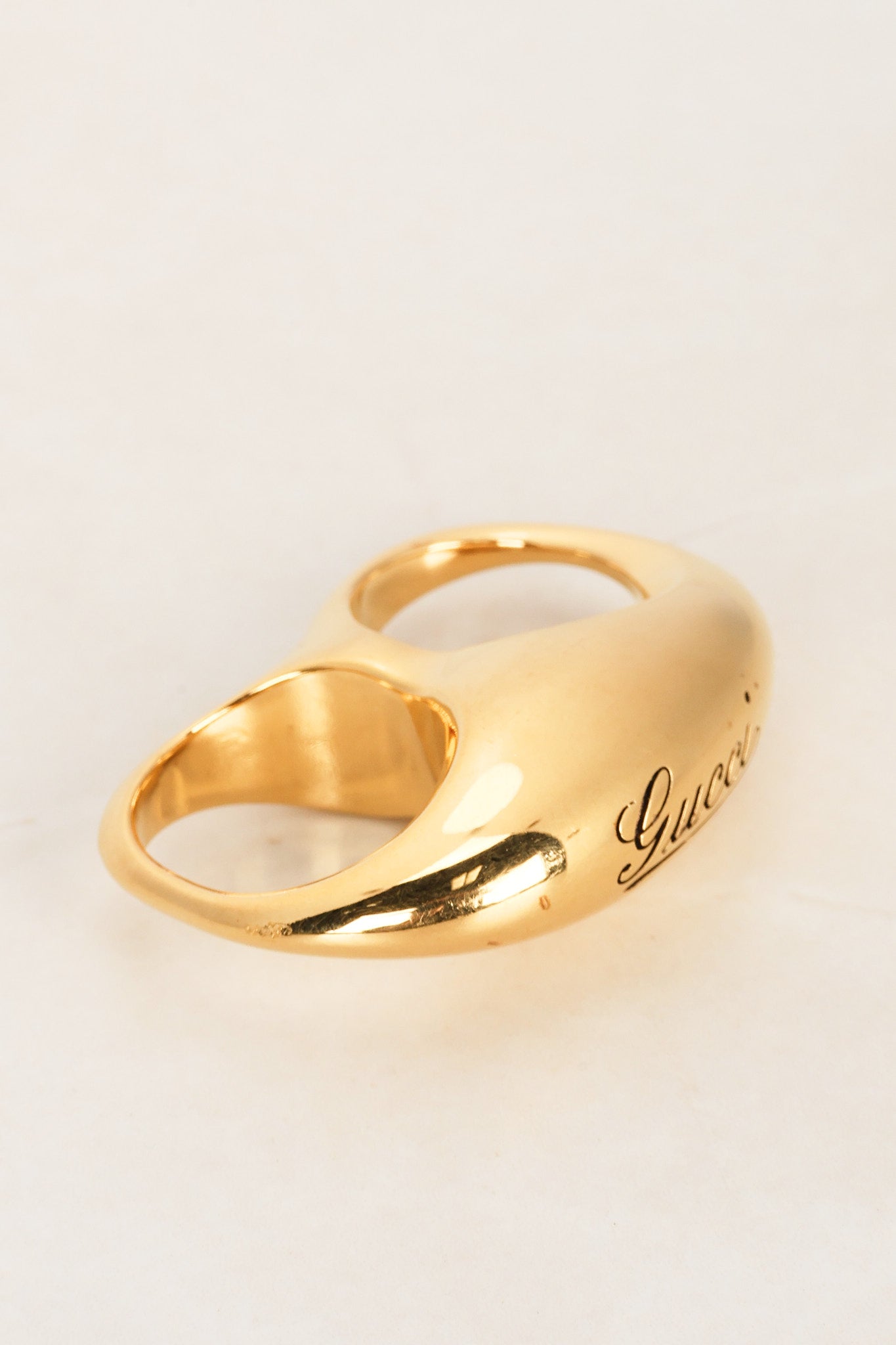 Gucci Duo Signet Script Statement Ring, Sizes 7 and 8