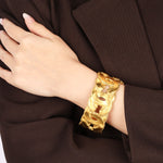Chanel 1996 Brushed CC Beaded Bangle 24K GP