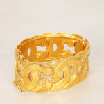 Chanel 1996 Brushed CC Beaded Bangle 24K GP