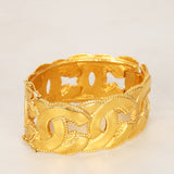 Chanel 1996 Brushed CC Beaded Bangle 24K GP