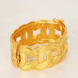 Chanel 1996 Brushed CC Beaded Bangle 24K GP