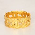 Chanel 1996 Brushed CC Beaded Bangle 24K GP