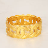 Chanel 1996 Brushed CC Beaded Bangle 24K GP