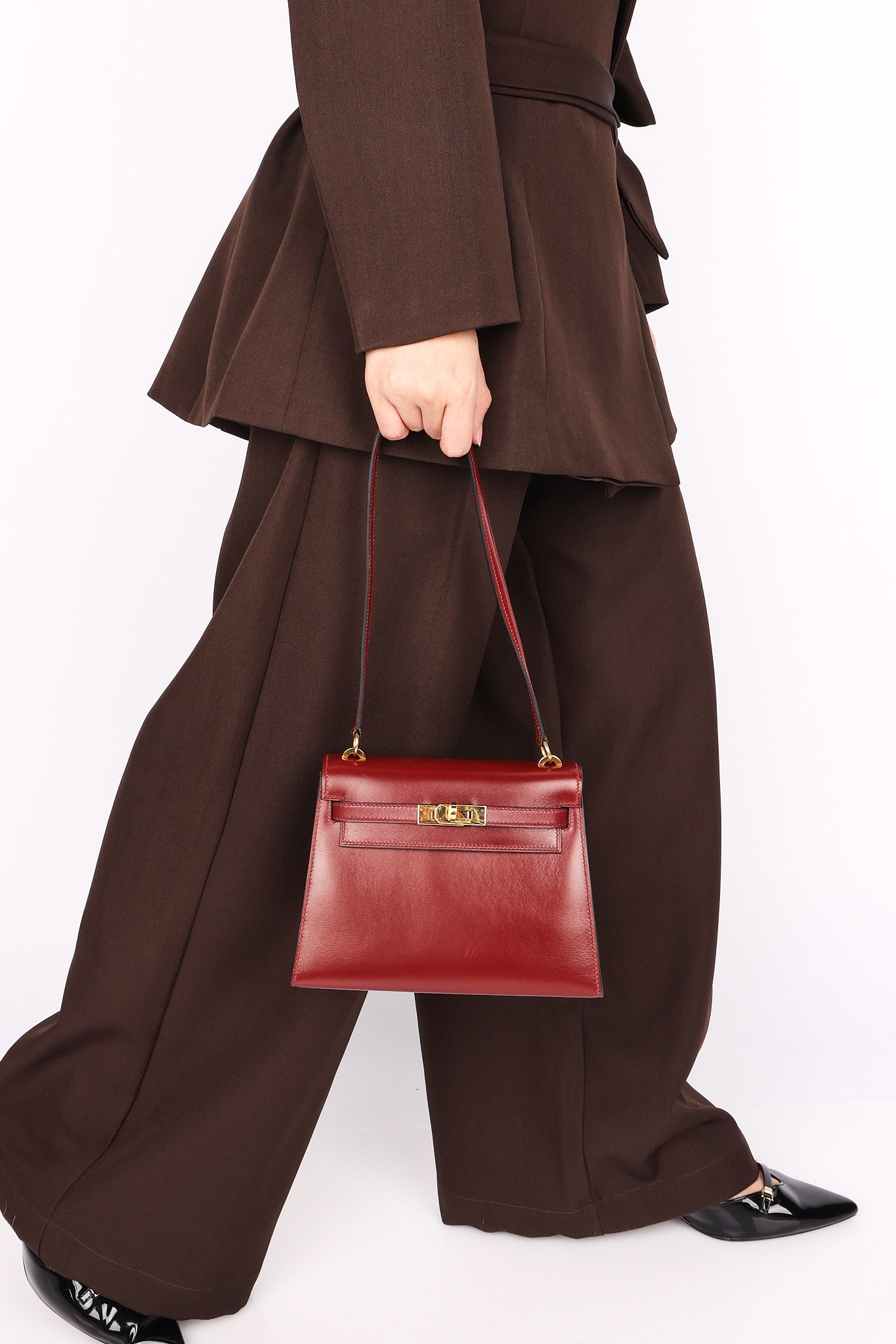 Hermès Mini Kelly Bordeaux Box 1984 GHW