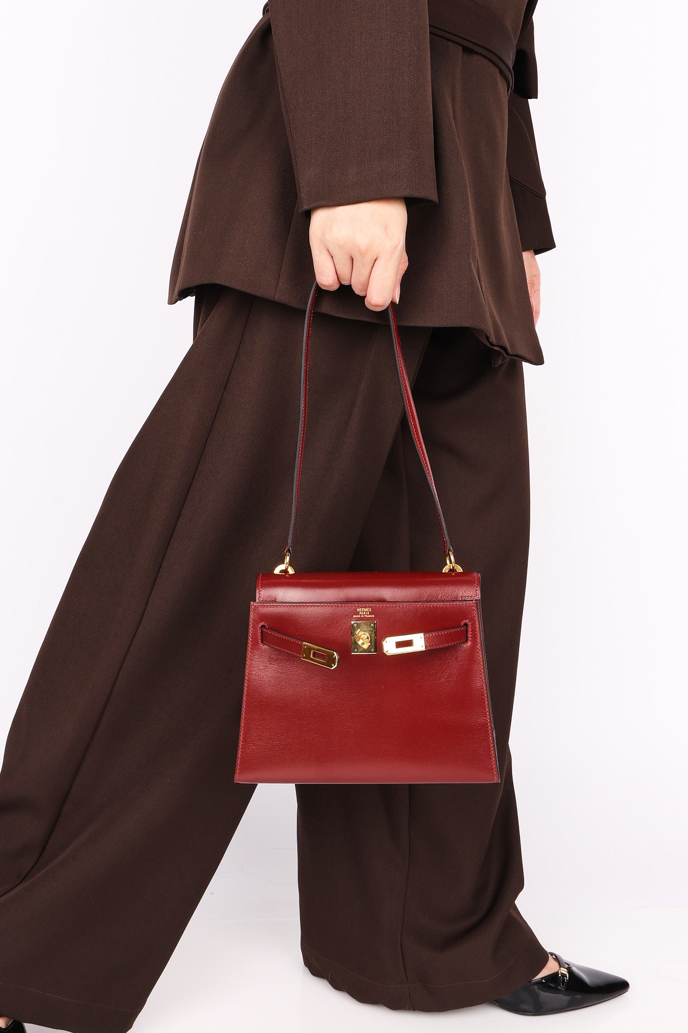 Hermès Mini Kelly Bordeaux Box 1984 GHW