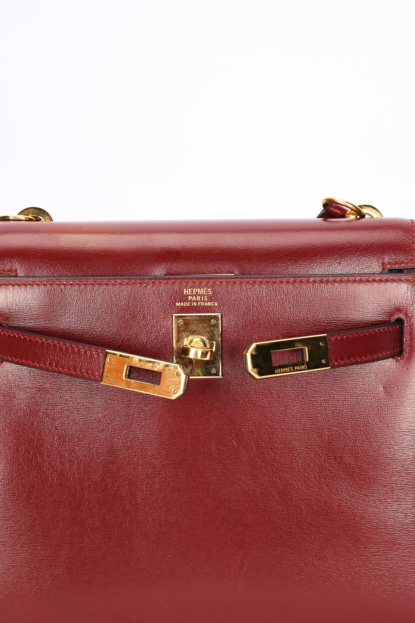 Hermès Mini Kelly Bordeaux Box 1984 GHW