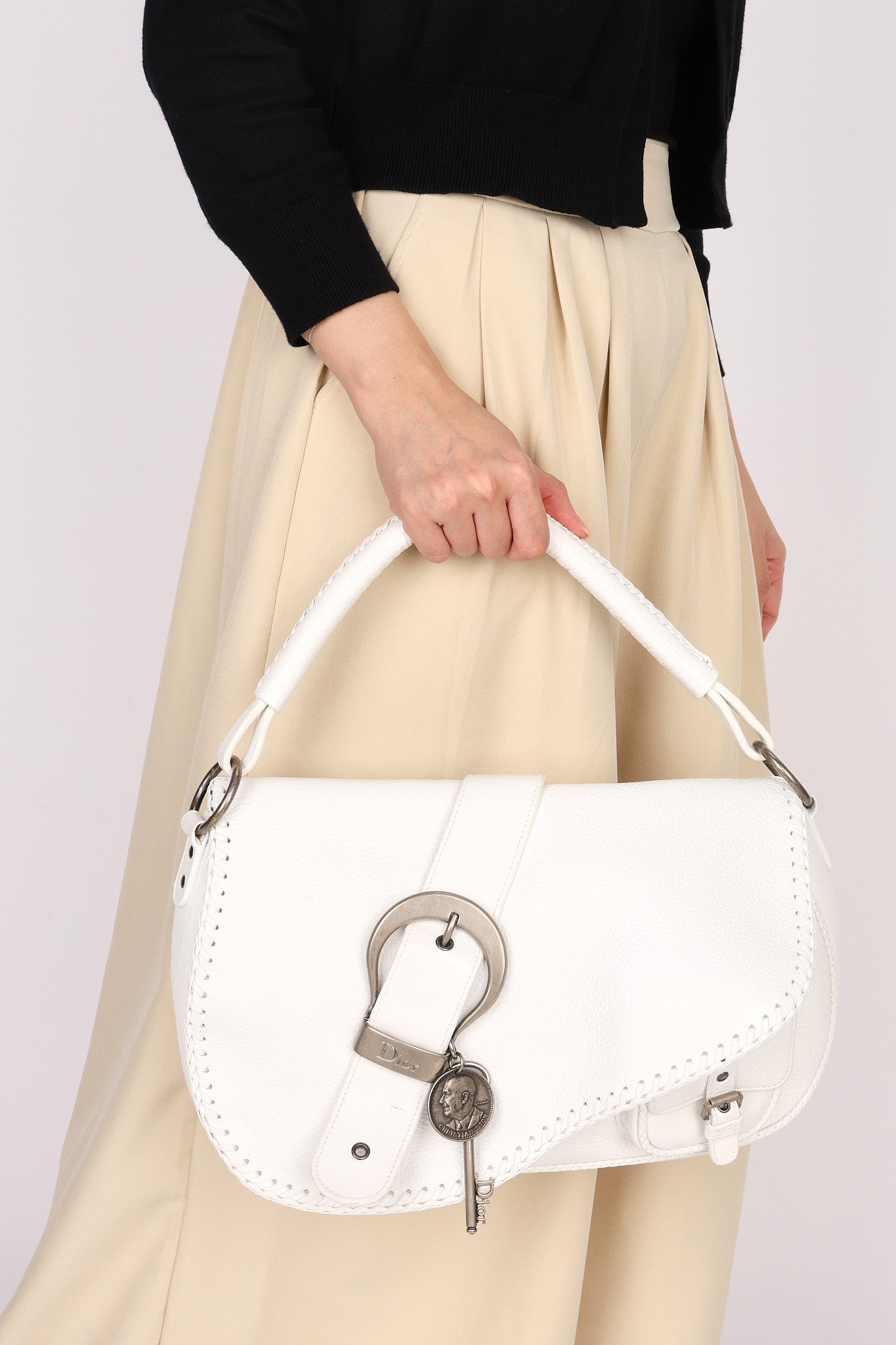Christian Dior Whipstitch Gaucho Saddle Shoulder Bag