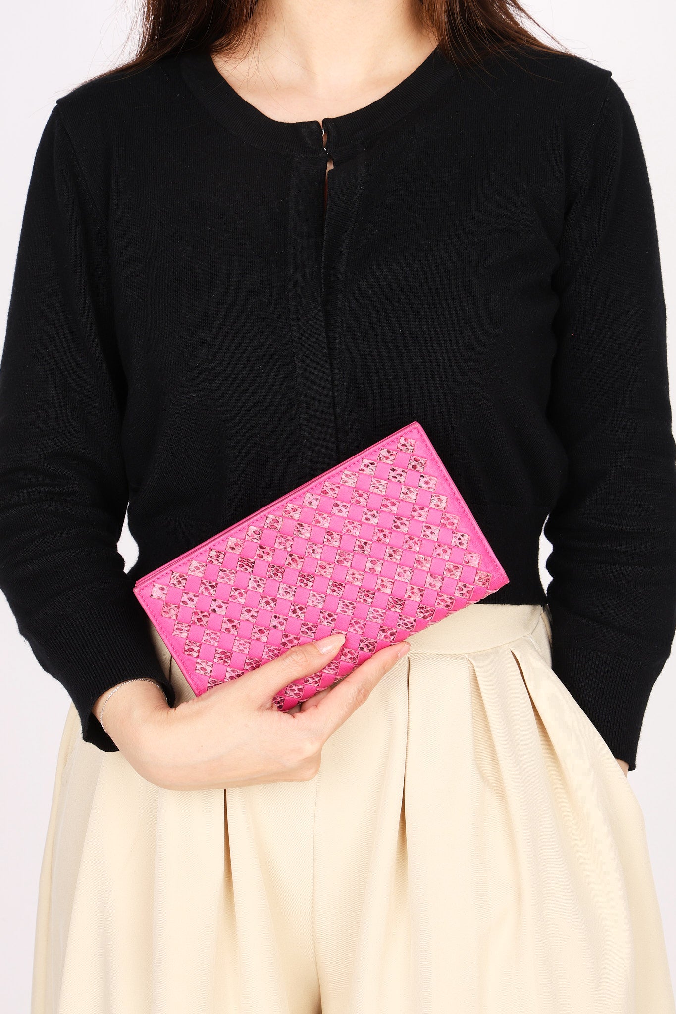 Bottega Veneta Intrecciato Python Long Wallet