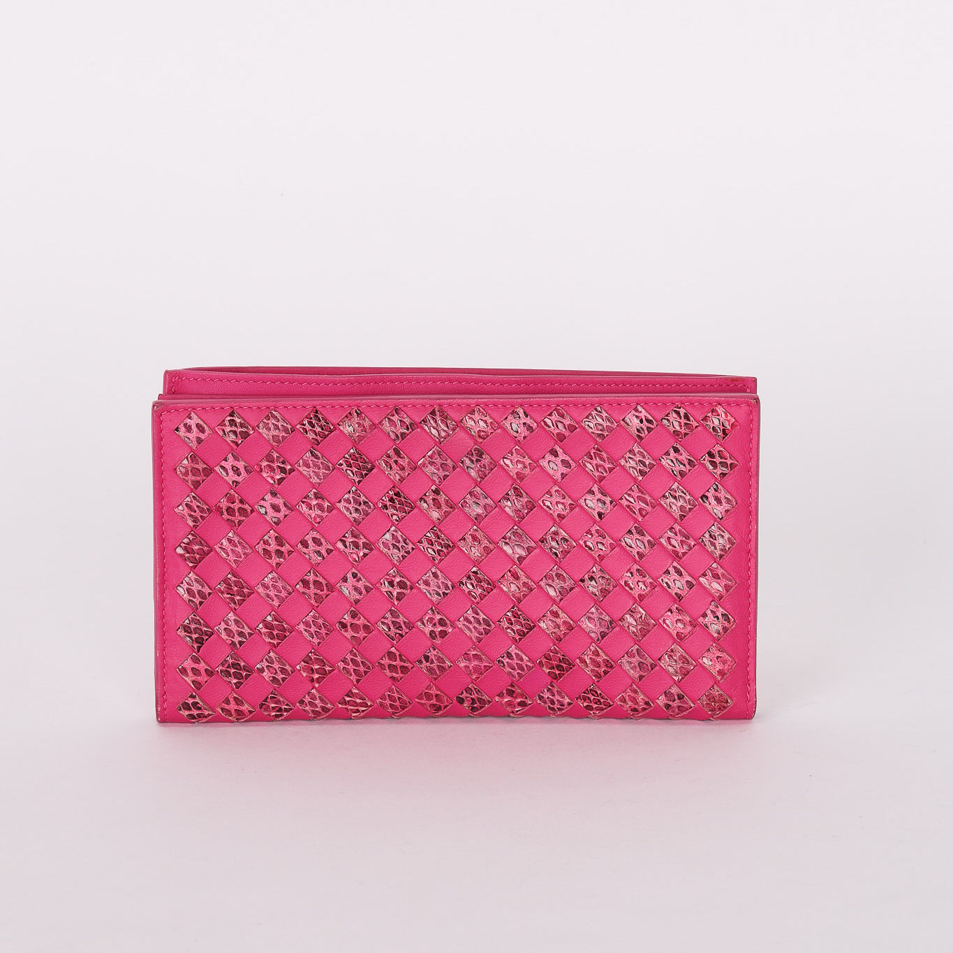 Bottega Veneta Intrecciato Python Long Wallet