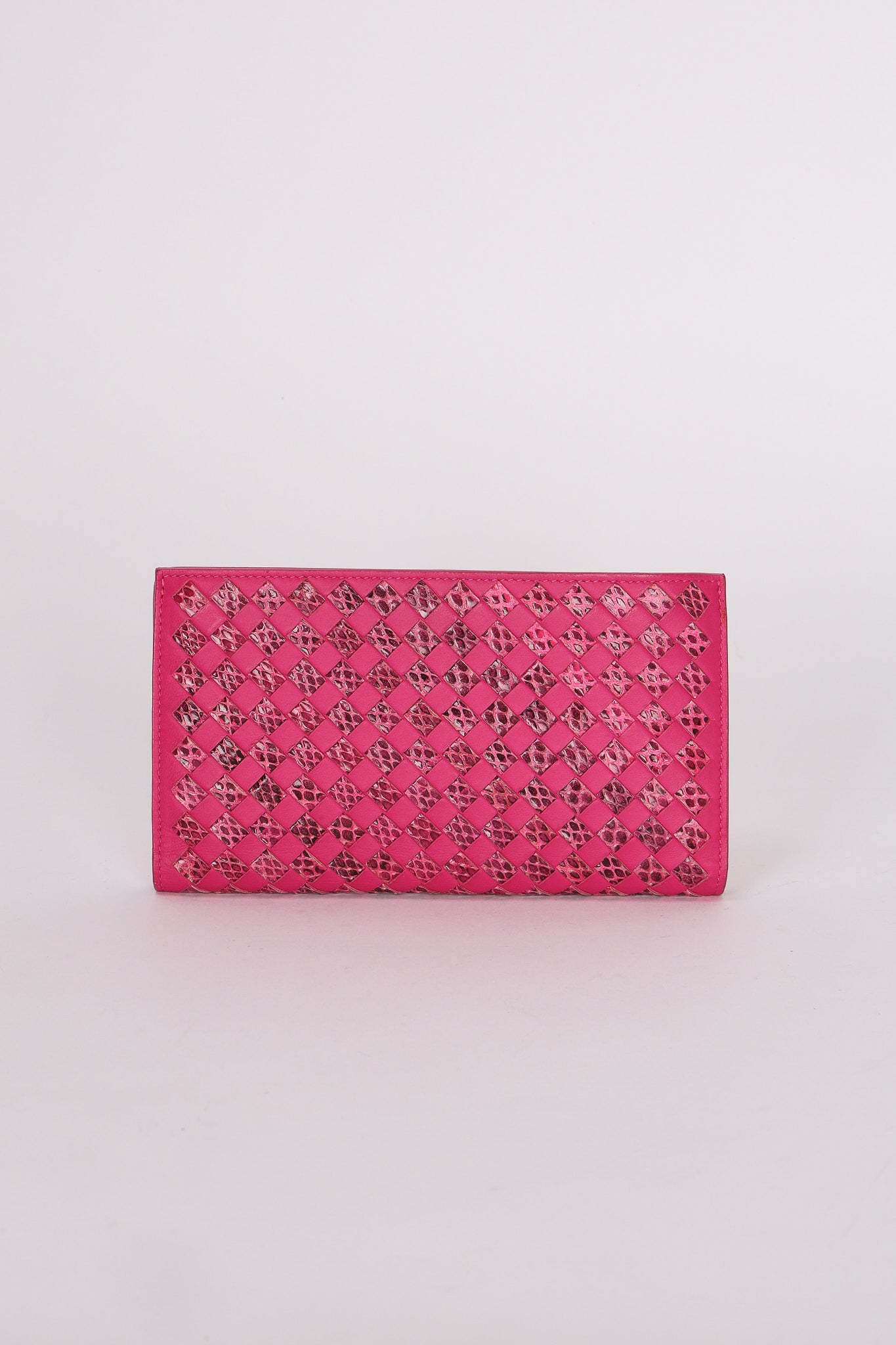 Bottega Veneta Intrecciato Python Long Wallet