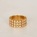 Vintage 18K Yellow Gold and Diamond Flexible Band Ring, Size US 7.5