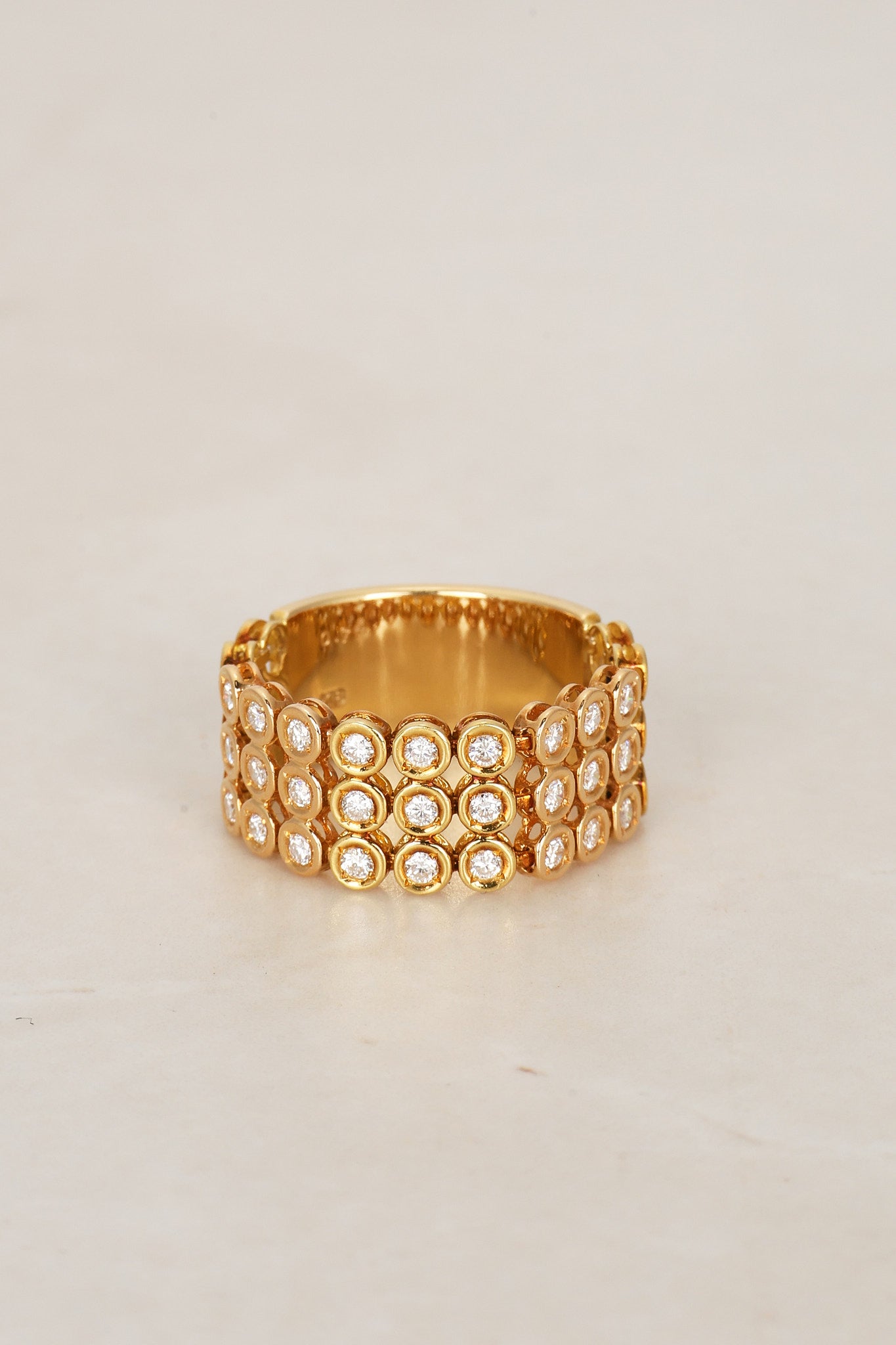 Vintage 18K Yellow Gold and Diamond Flexible Band Ring, Size US 7.5