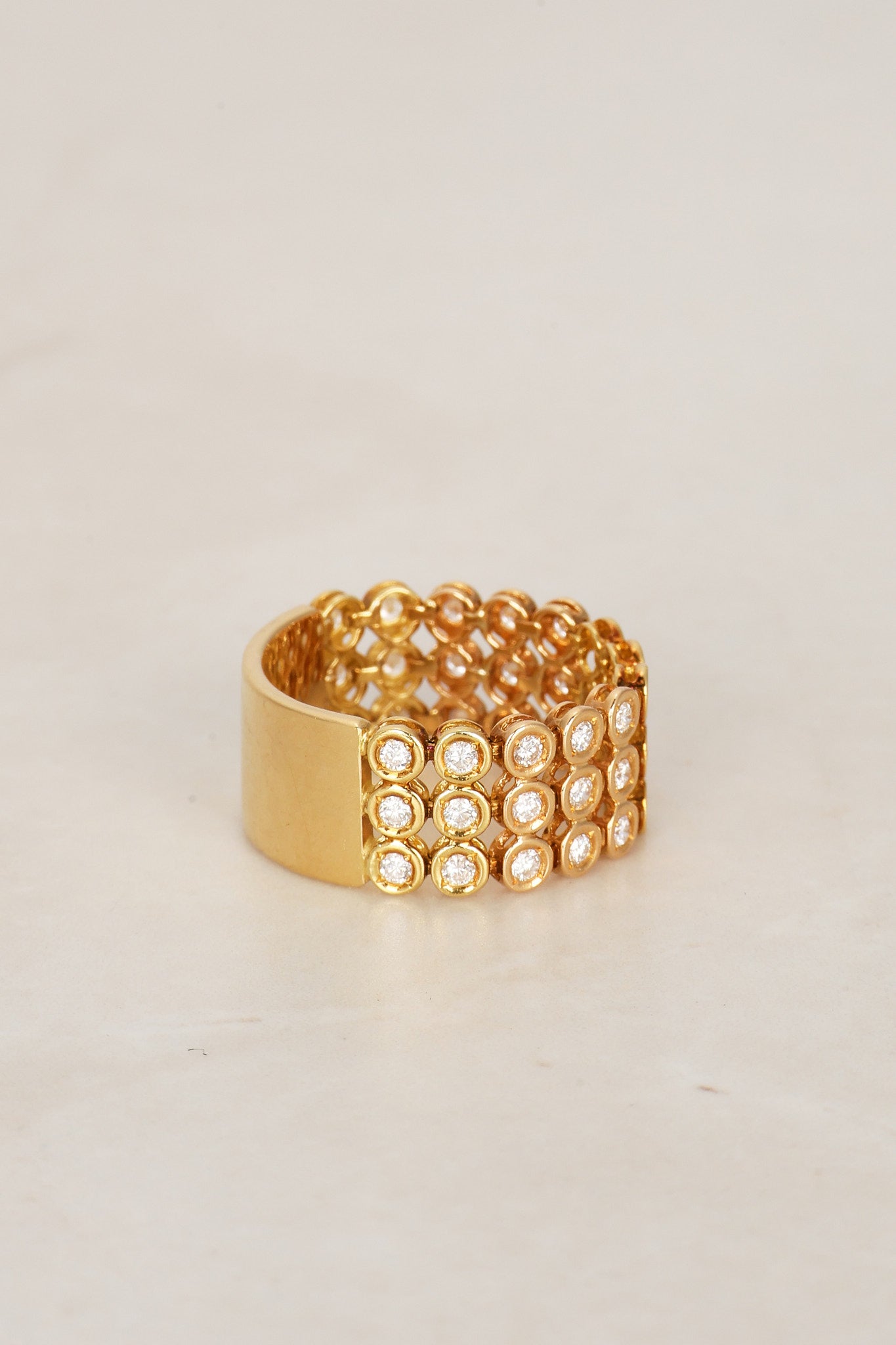 Vintage 18K Yellow Gold and Diamond Flexible Band Ring, Size US 7.5