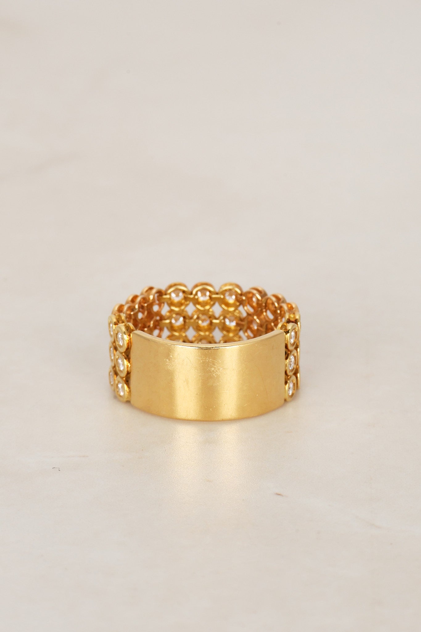 Vintage 18K Yellow Gold and Diamond Flexible Band Ring, Size US 7.5