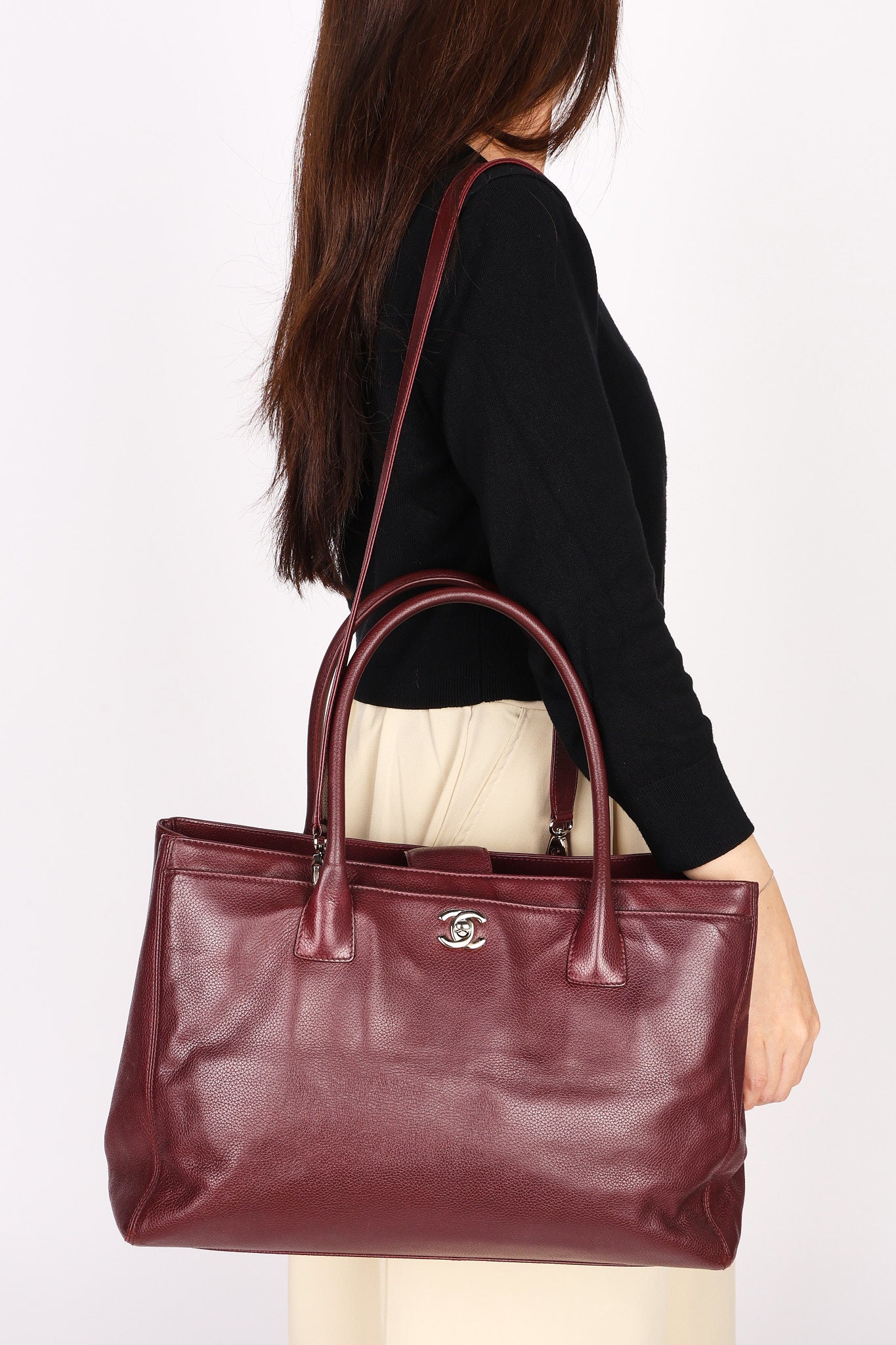 Chanel Medium Cerf Executive Tote Bordeaux Caviar SHW