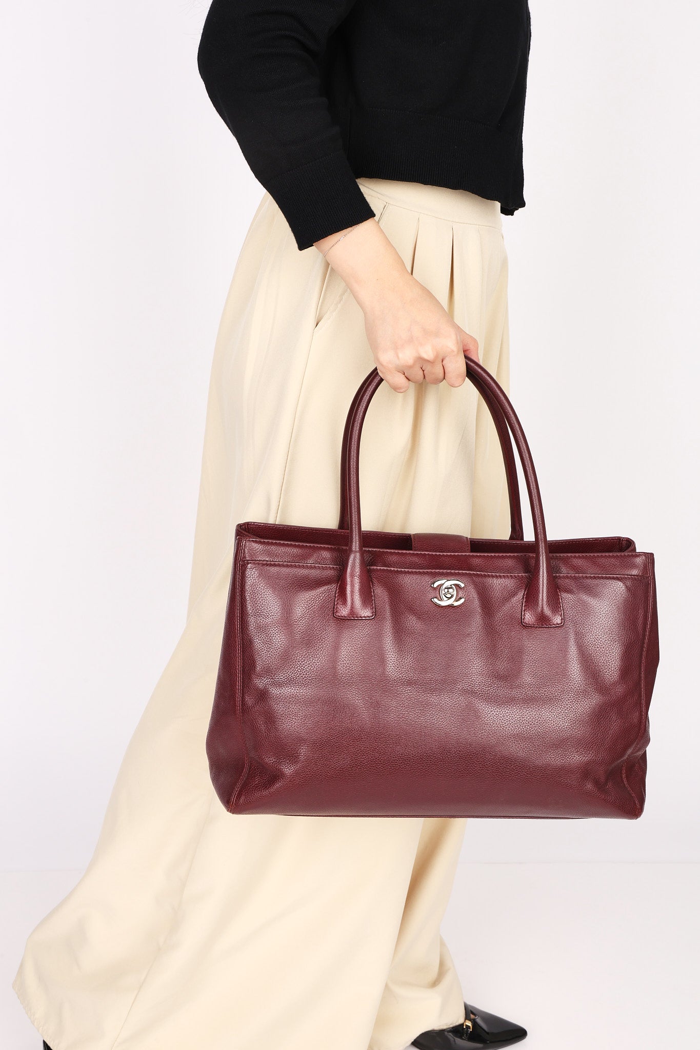Chanel Medium Cerf Executive Tote Bordeaux Caviar SHW