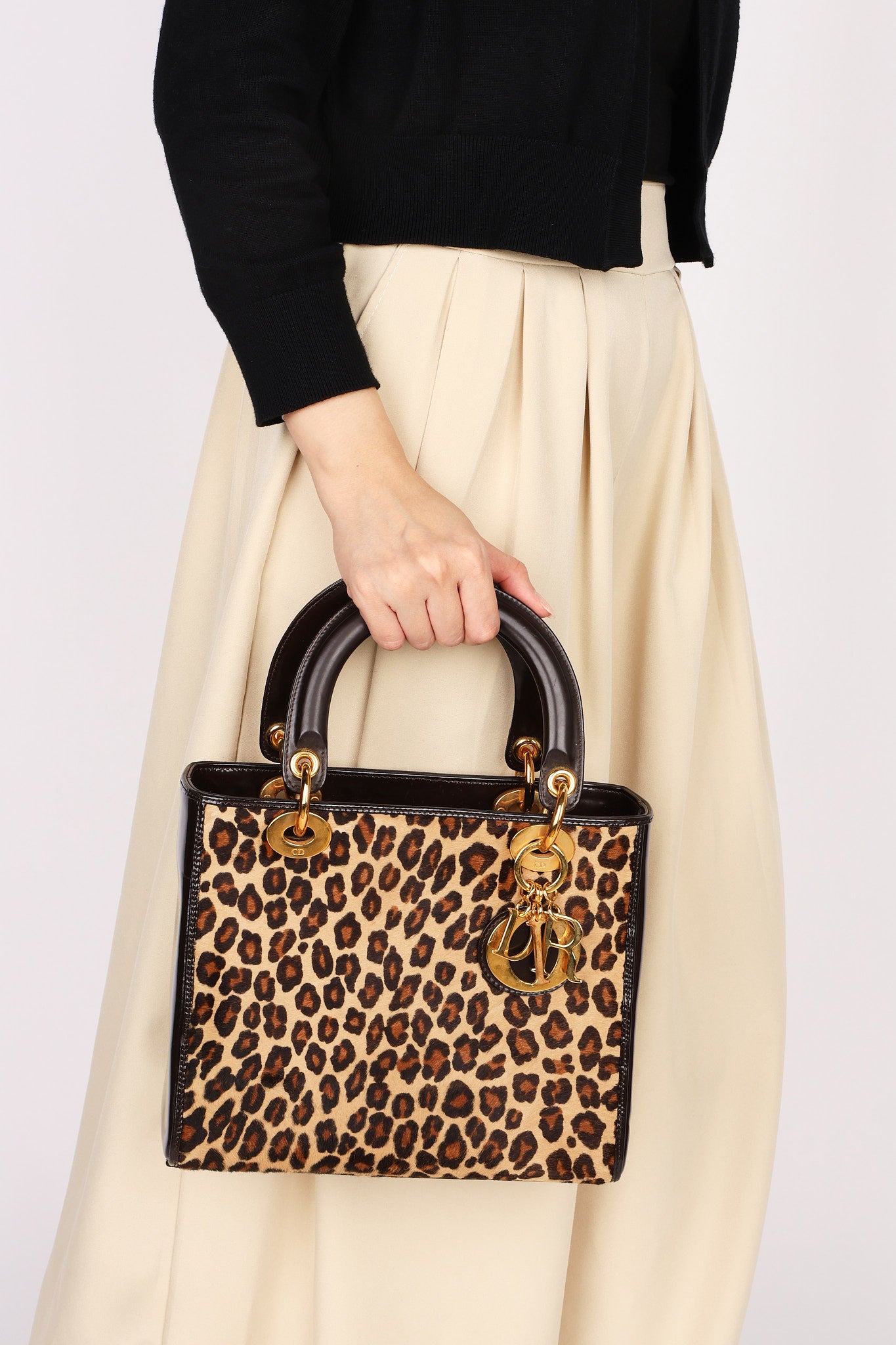 Dior Medium Leopard Print Ponyhair Lady