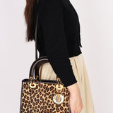 Dior Medium Leopard Print Ponyhair Lady