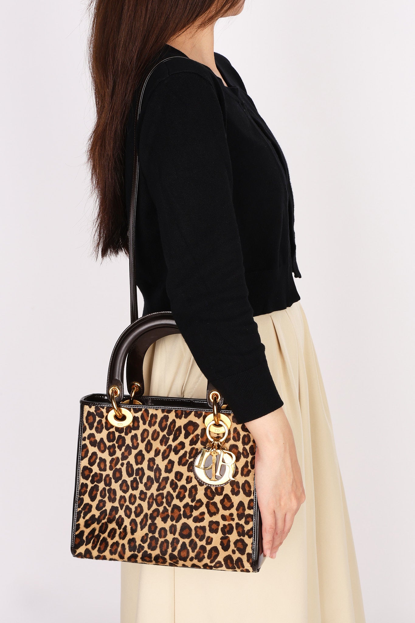 Dior Medium Leopard Print Ponyhair Lady