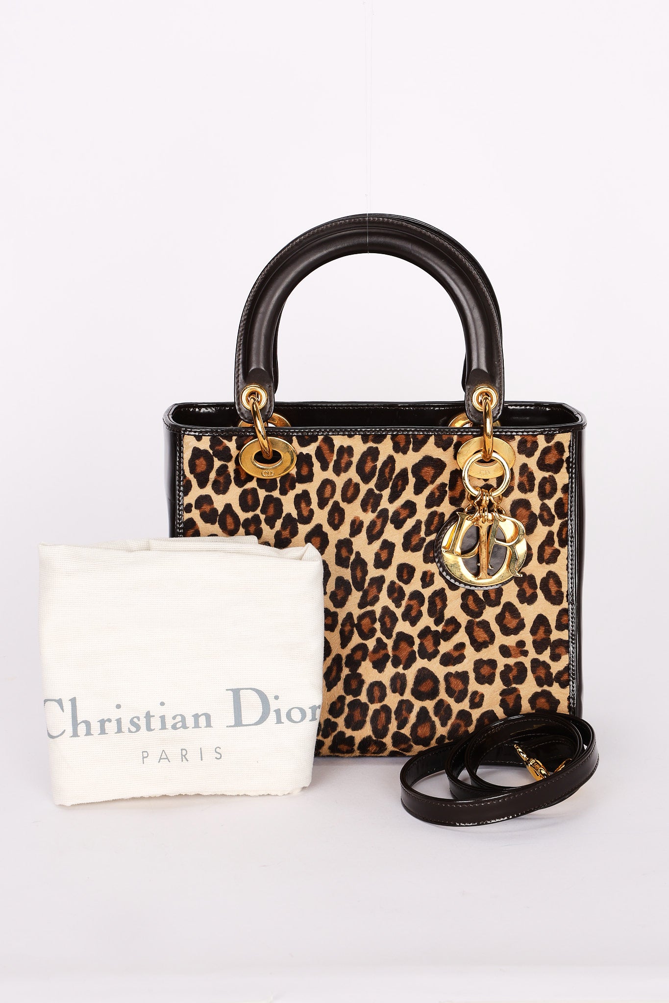 Dior Medium Leopard Print Ponyhair Lady