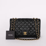 Chanel Jumbo Classic Single Flap Black Caviar 24K GP